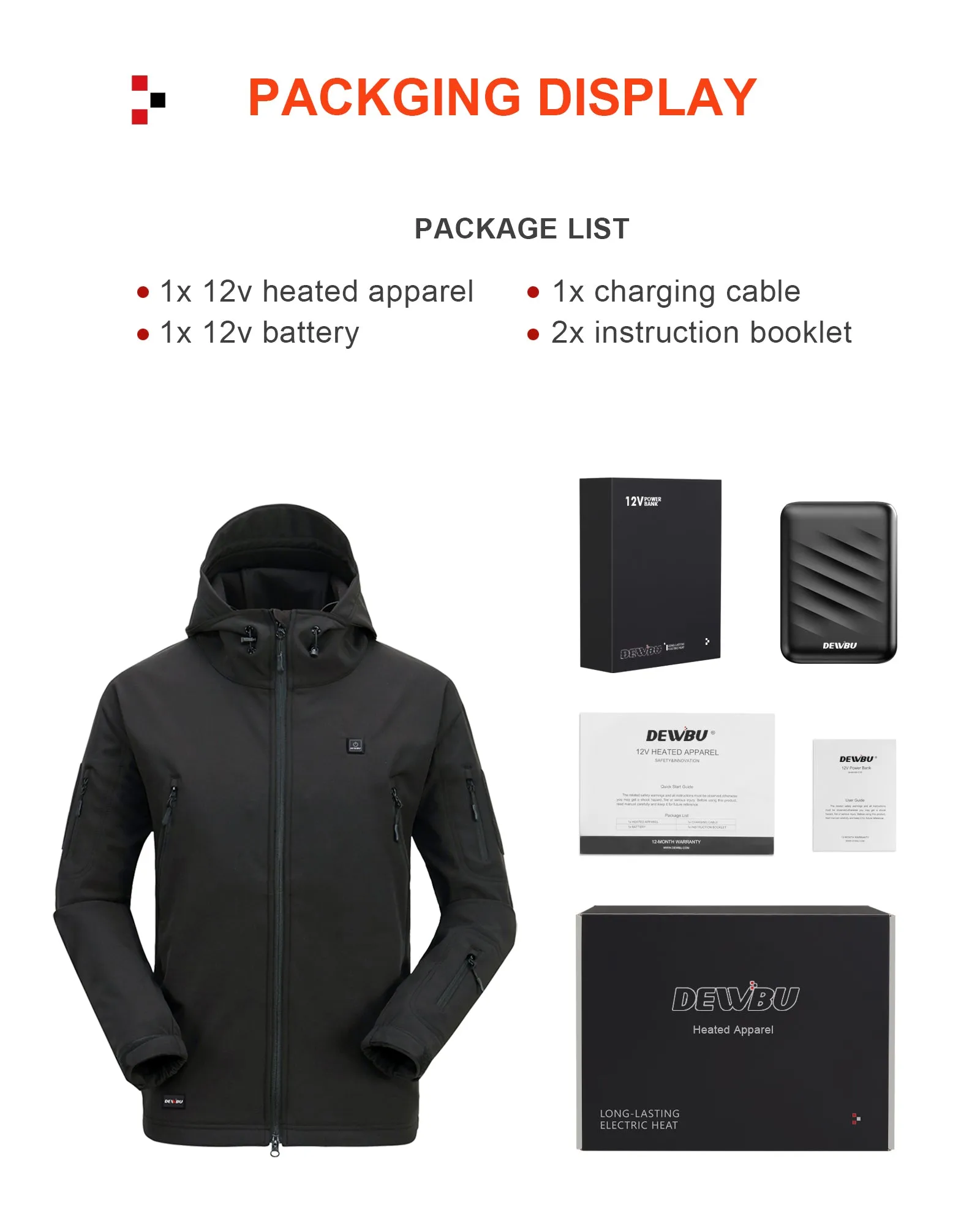 Men's Soft Shell Heated Jacket With 12V Battery Pack - Black
