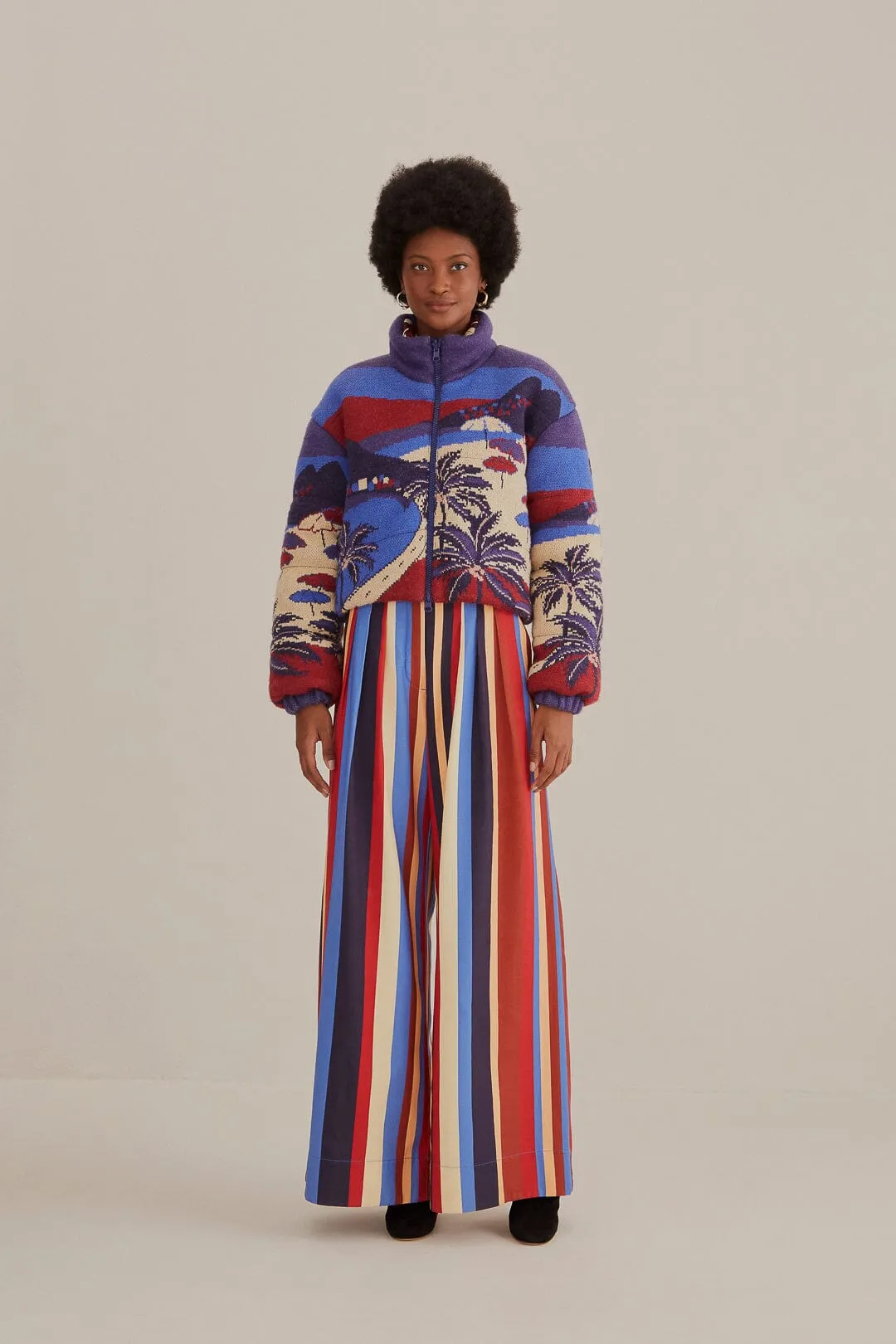 Multicolor Winter Stripes Tailored Pants
