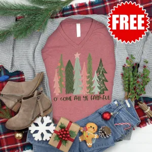 Oh Come All Ye Faithful V-Neck tee - 0