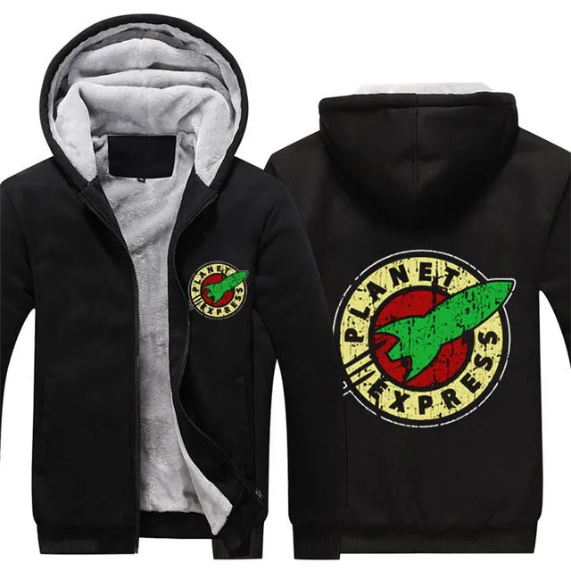 Planet Express Zipper Coat Winter Fleece Warm Hooded Jackets
