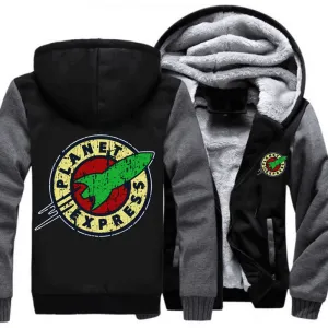 Planet Express Zipper Coat Winter Fleece Warm Hooded Jackets