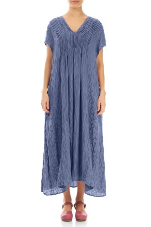 Romantic Crinkled Blue Nova Silk Dress