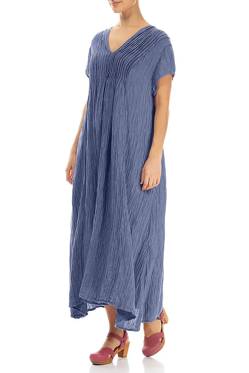 Romantic Crinkled Blue Nova Silk Dress