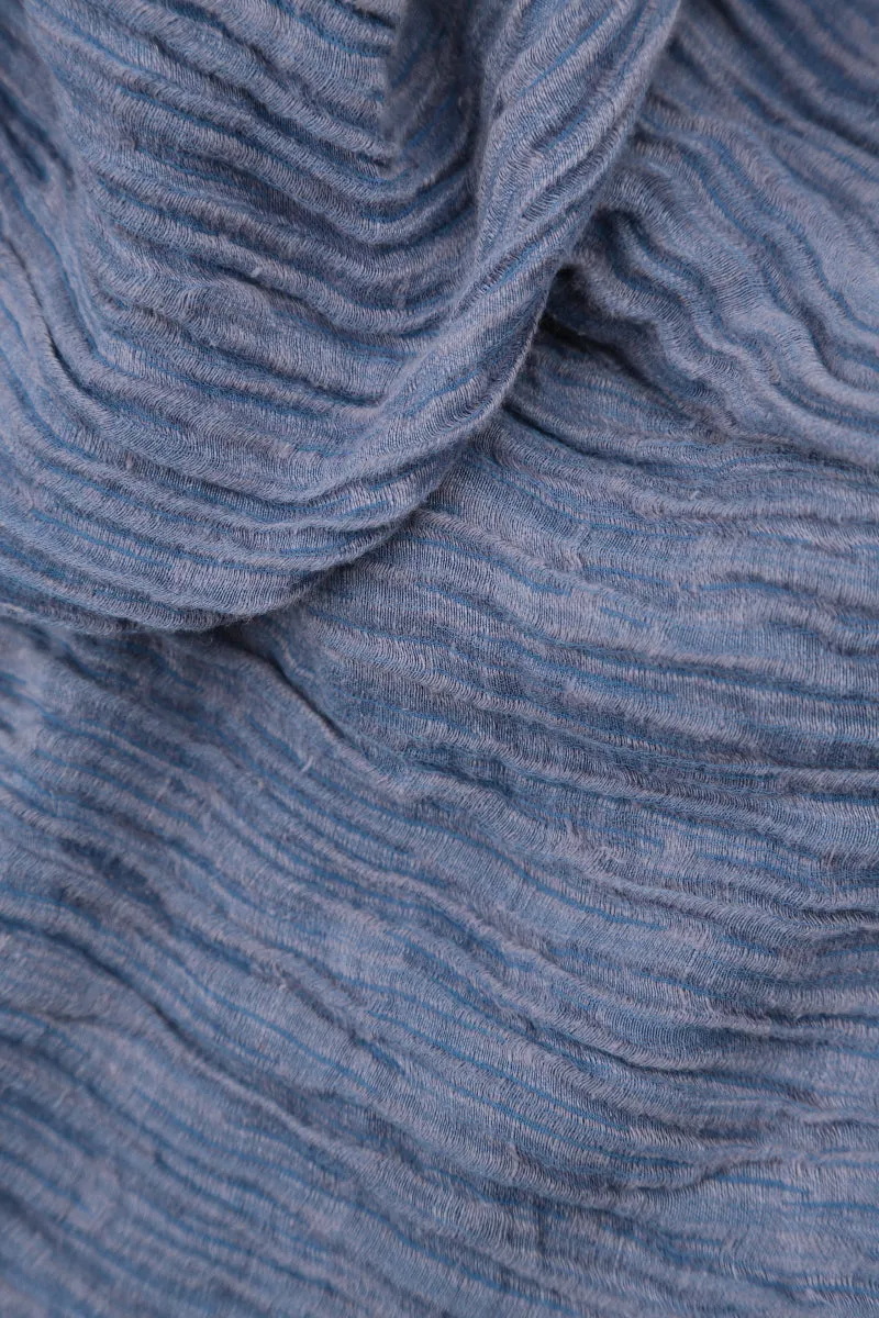 Romantic Crinkled Blue Nova Silk Dress