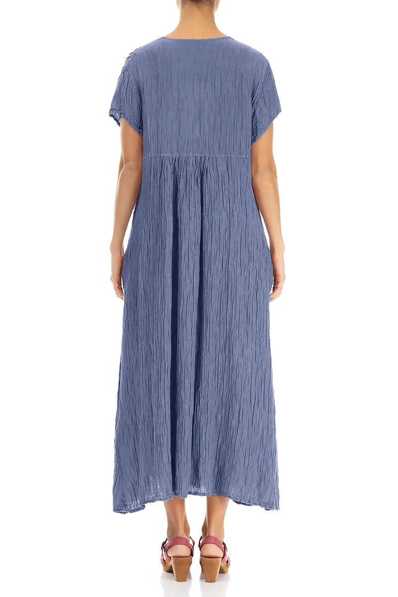 Romantic Crinkled Blue Nova Silk Dress