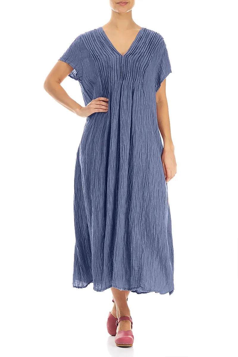 Romantic Crinkled Blue Nova Silk Dress