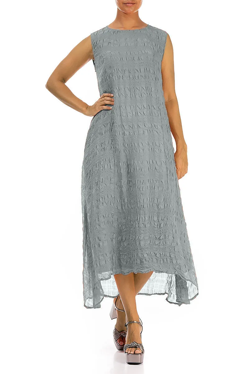 Sleeveless Textured Sage Silk Dress