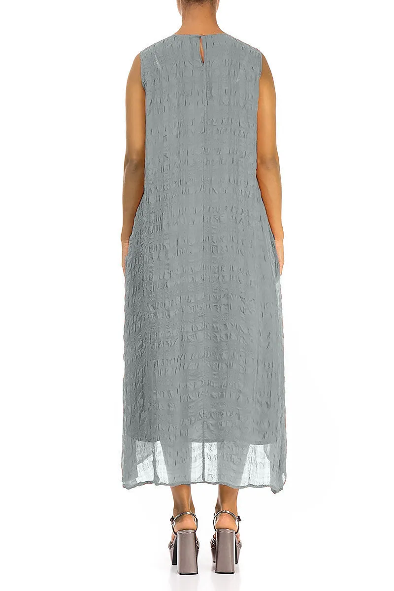 Sleeveless Textured Sage Silk Dress