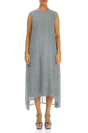 Sleeveless Textured Sage Silk Dress