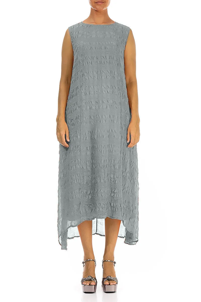 Sleeveless Textured Sage Silk Dress