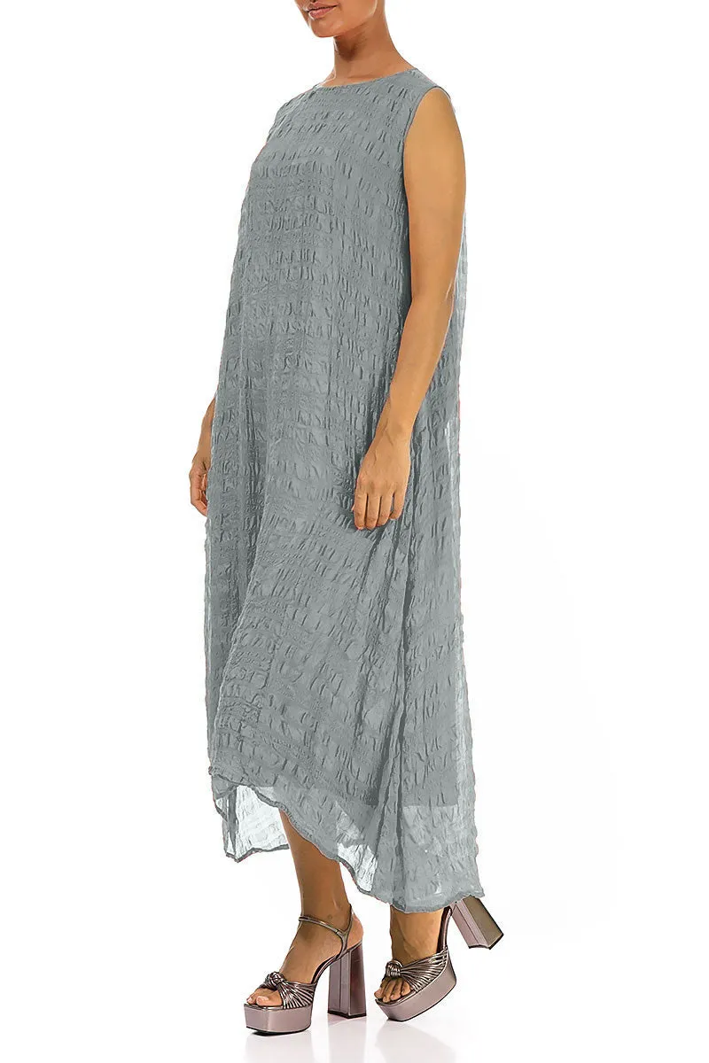 Sleeveless Textured Sage Silk Dress