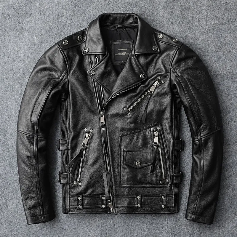 Slim Fit Soft First Layer Cowhide Biker's Leather Jacket