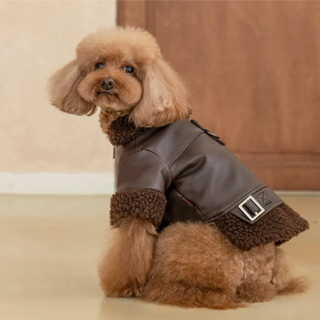 soft leather shearling jacket - brown