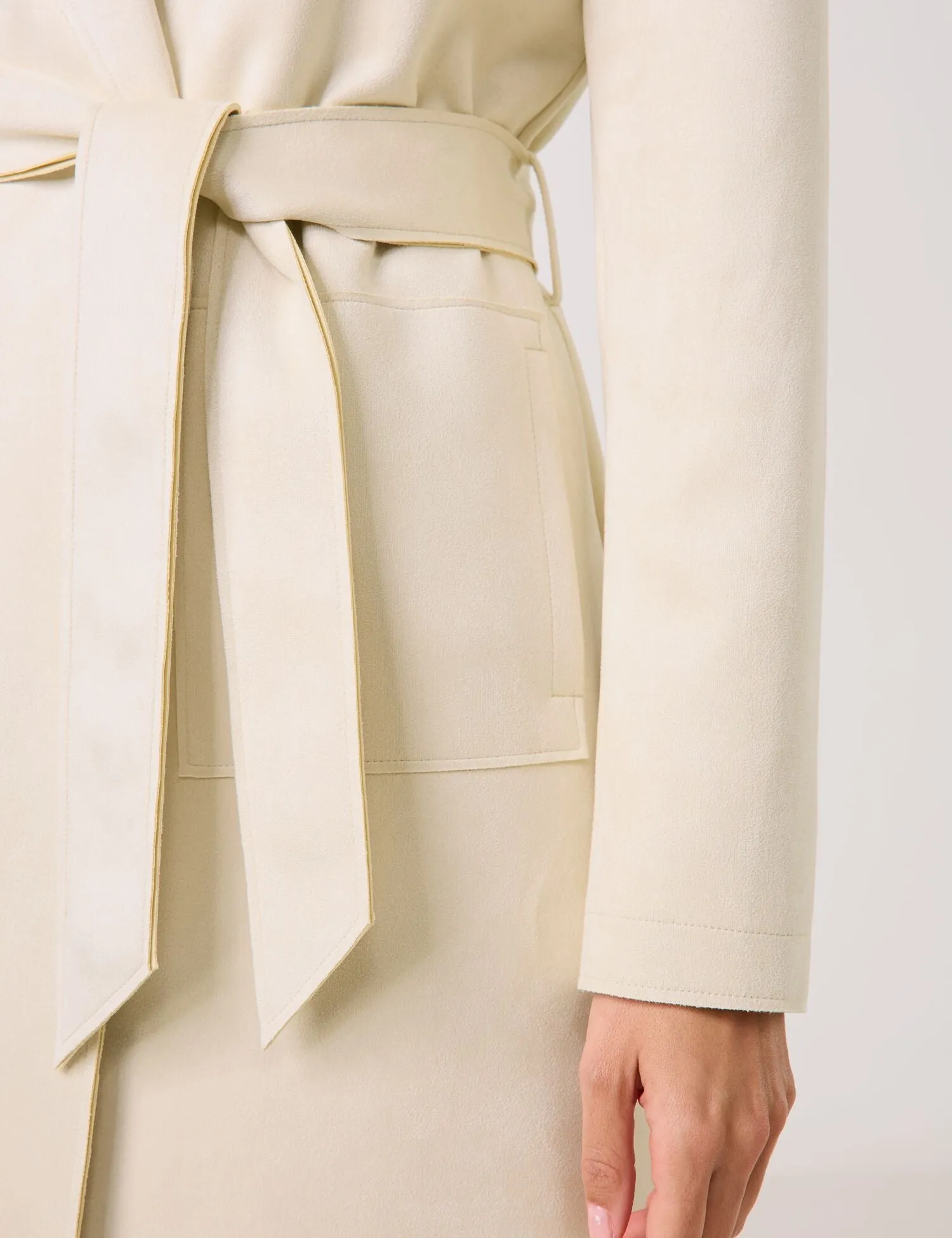Soft short coat in faux suede