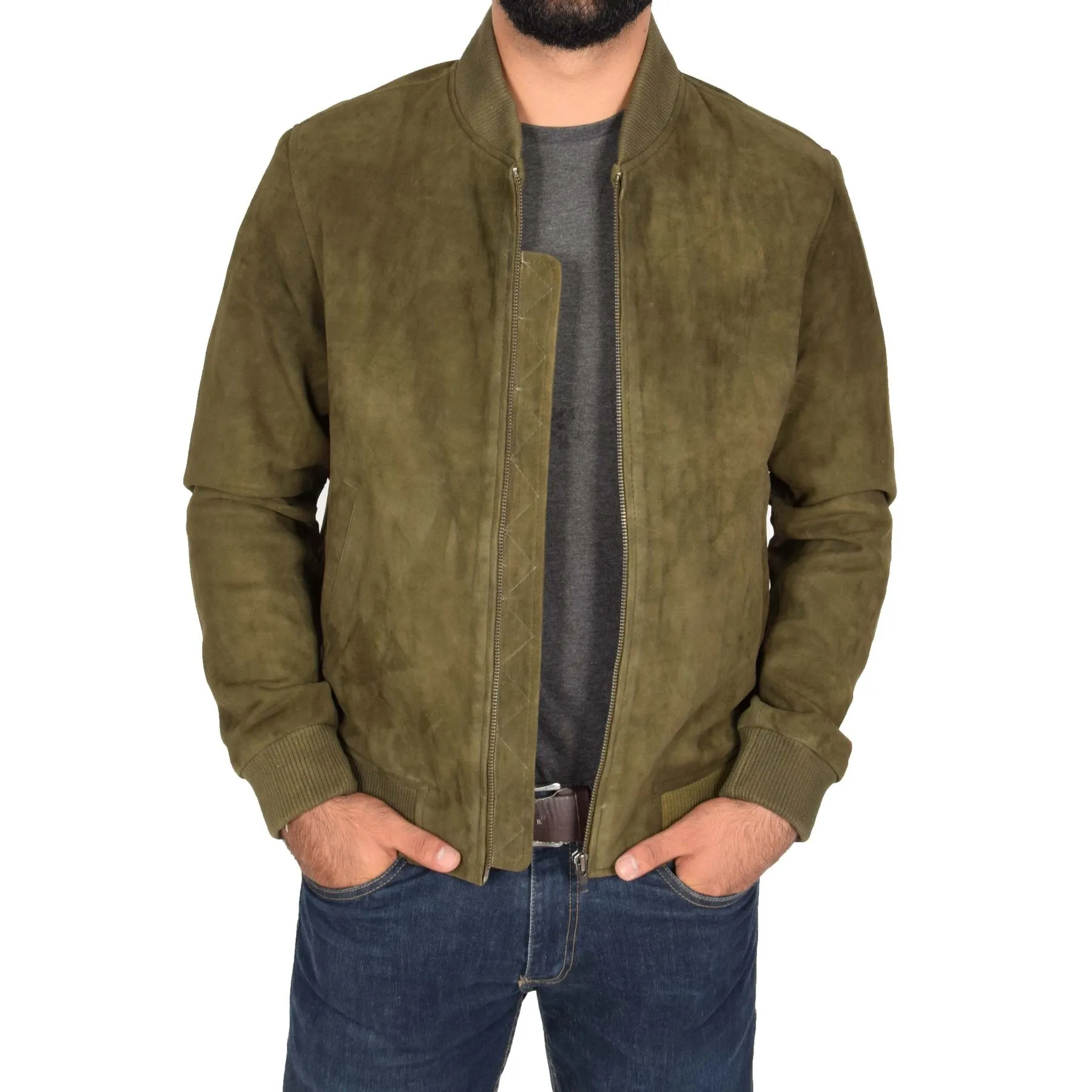 Spine Spark Green Soft Suede Leather Jacket