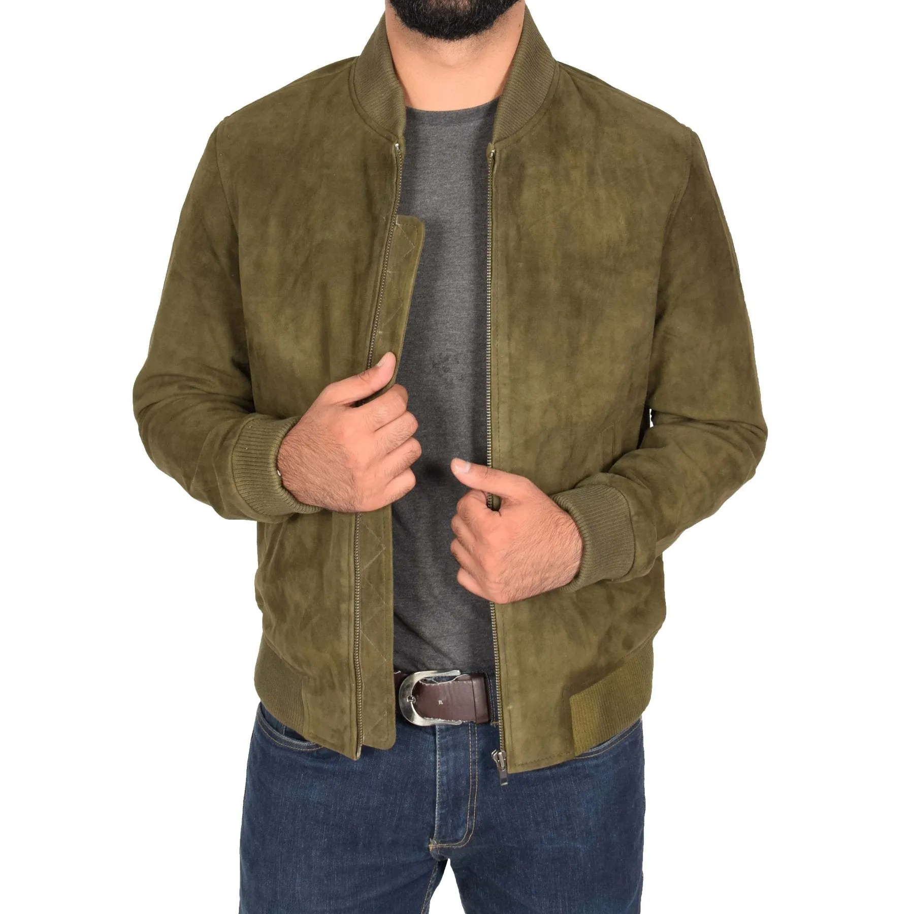 Spine Spark Green Soft Suede Leather Jacket