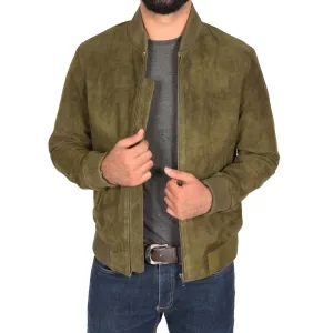 Spine Spark Green Soft Suede Leather Jacket