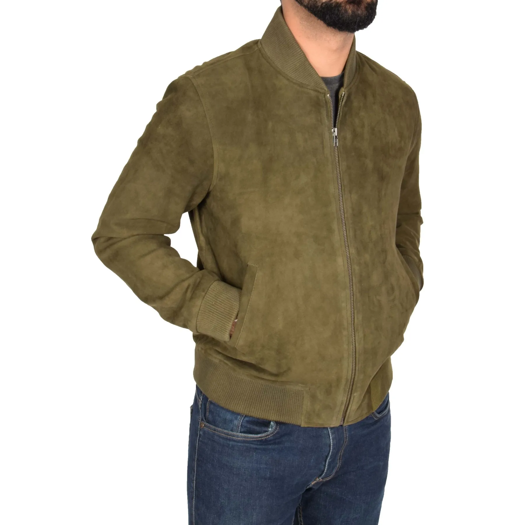 Spine Spark Green Soft Suede Leather Jacket