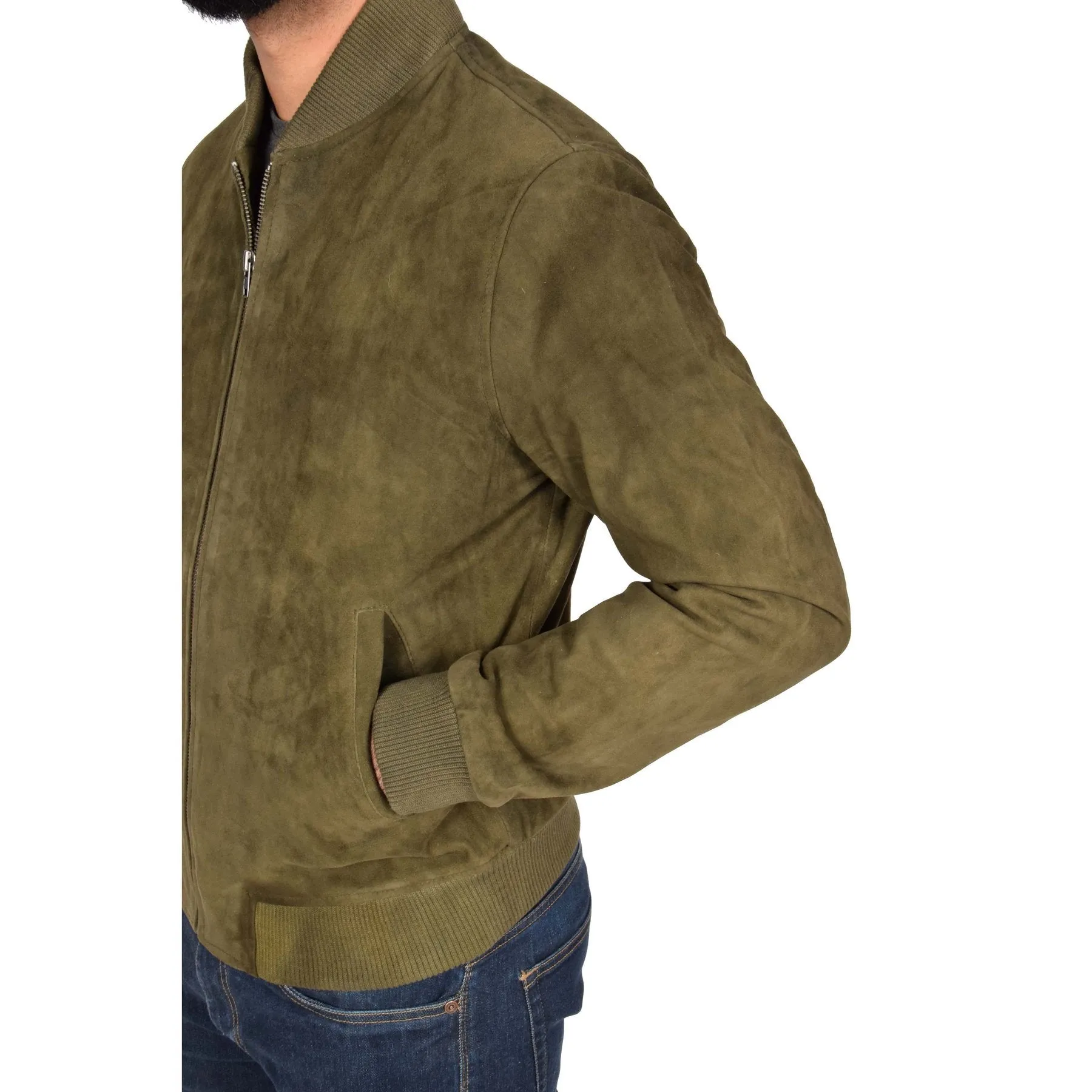Spine Spark Green Soft Suede Leather Jacket