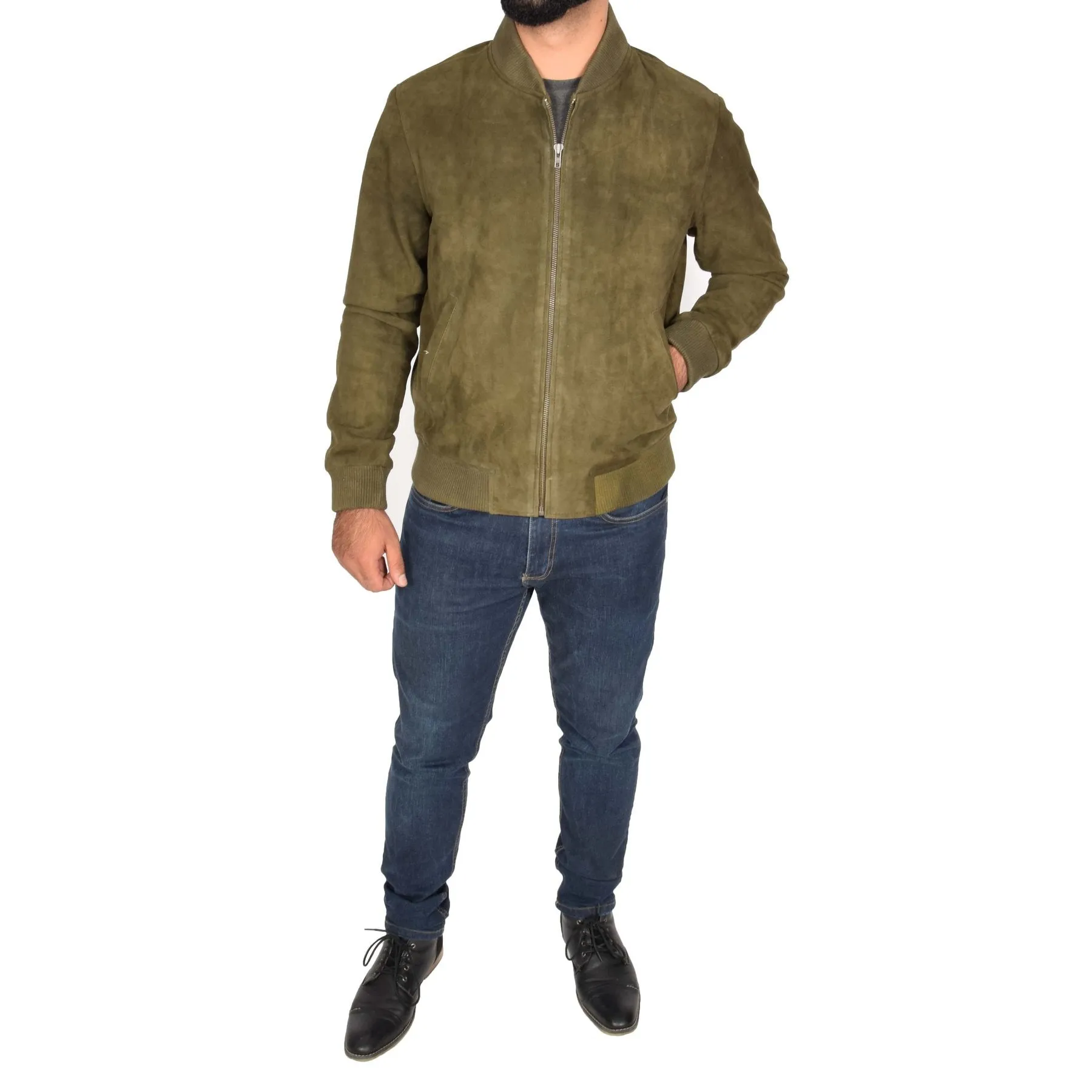Spine Spark Green Soft Suede Leather Jacket