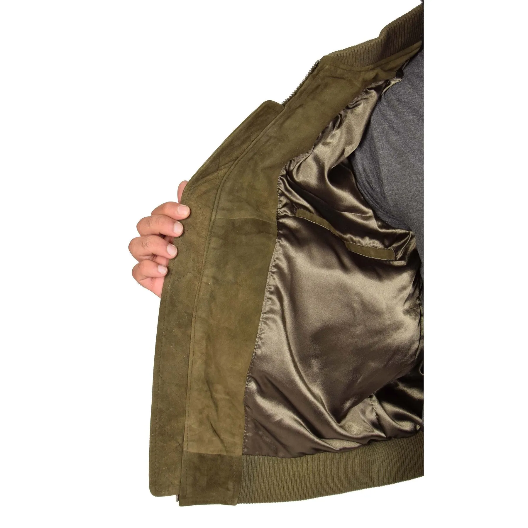 Spine Spark Green Soft Suede Leather Jacket