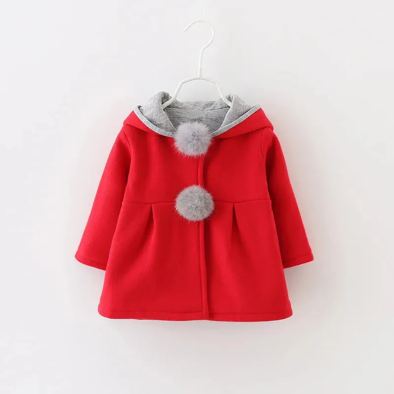 Spring Girls Jacket Rabbit Ears Coat Christmas Children Clothes Outerwear Autumn Kids Warm Cotton Dress Jacket Infant Girl Coat