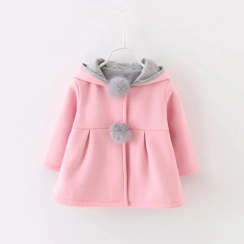 Spring Girls Jacket Rabbit Ears Coat Christmas Children Clothes Outerwear Autumn Kids Warm Cotton Dress Jacket Infant Girl Coat