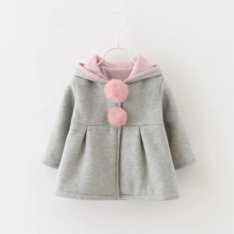 Spring Girls Jacket Rabbit Ears Coat Christmas Children Clothes Outerwear Autumn Kids Warm Cotton Dress Jacket Infant Girl Coat