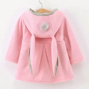Spring Girls Jacket Rabbit Ears Coat Christmas Children Clothes Outerwear Autumn Kids Warm Cotton Dress Jacket Infant Girl Coat