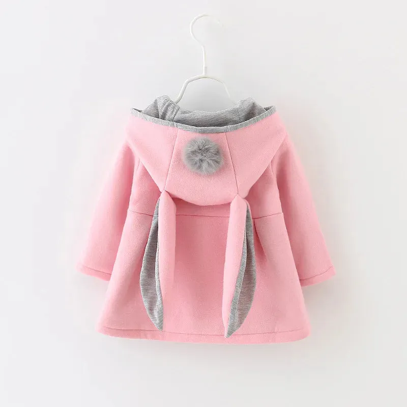 Spring Girls Jacket Rabbit Ears Coat Christmas Children Clothes Outerwear Autumn Kids Warm Cotton Dress Jacket Infant Girl Coat