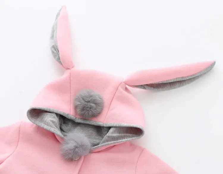 Spring Girls Jacket Rabbit Ears Coat Christmas Children Clothes Outerwear Autumn Kids Warm Cotton Dress Jacket Infant Girl Coat