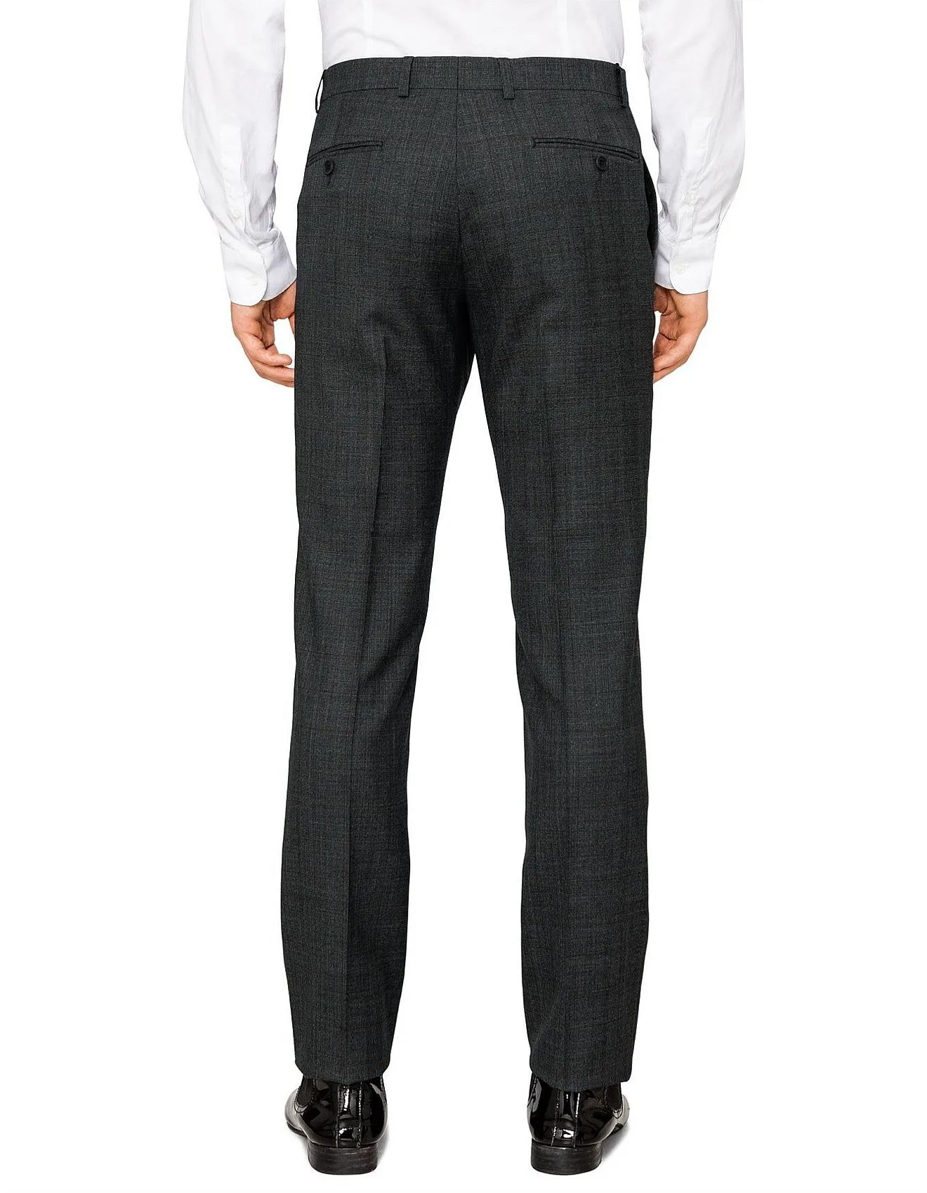 Ted Baker 'Elegan' Prince Of Wales Check Flat Front Modern Fit Wool Trouser - Gunmetal