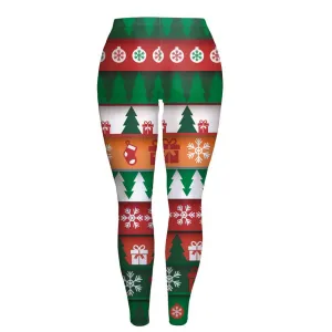 Women Fashion Lady Skinny Christmas Printed Stretchy Pants Leggings - 4DS-137SPL