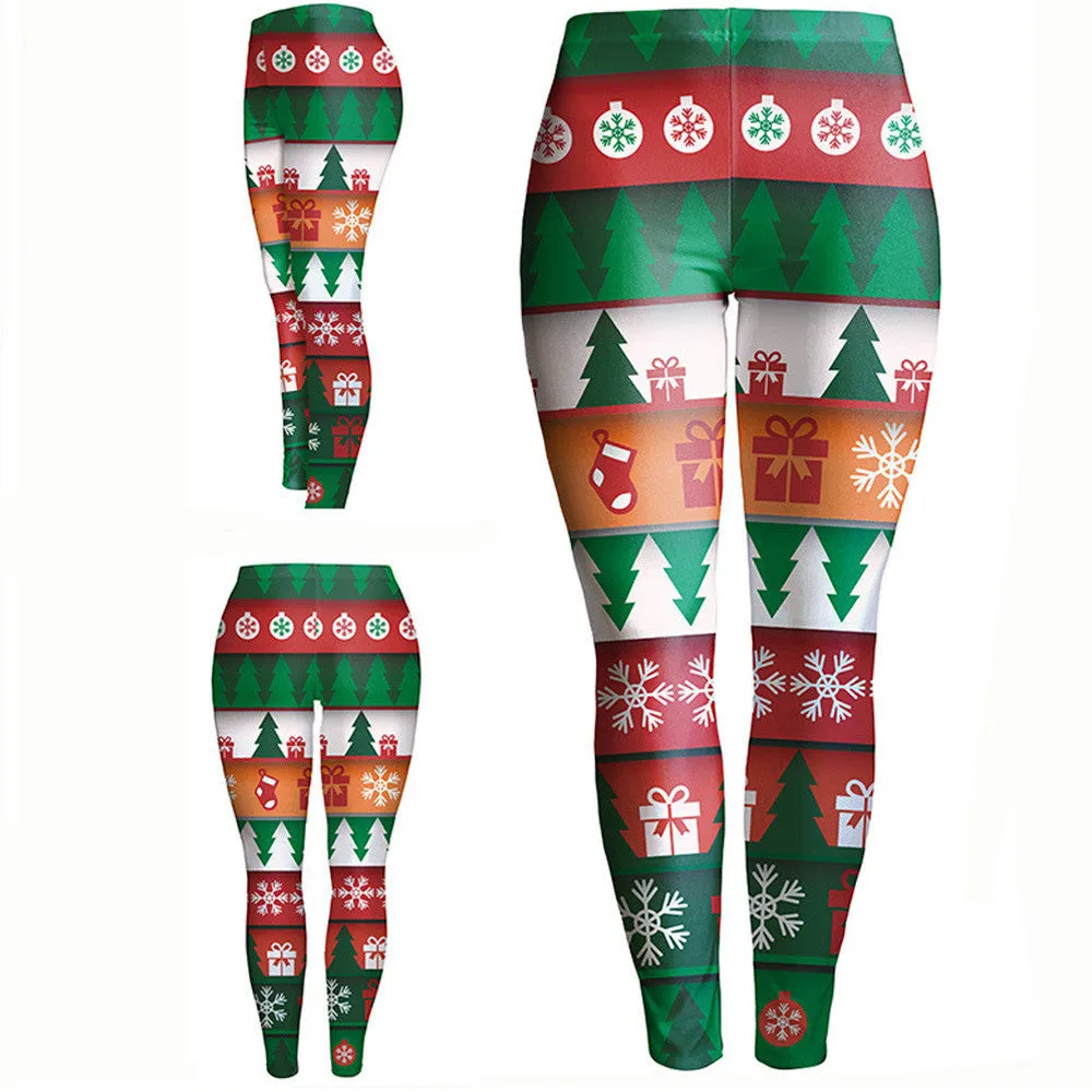 Women Fashion Lady Skinny Christmas Printed Stretchy Pants Leggings - 4DS-137SPL