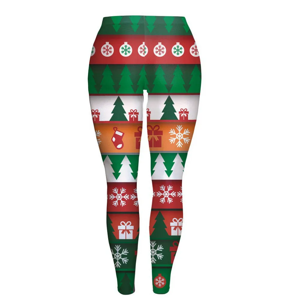 Women Fashion Lady Skinny Christmas Printed Stretchy Pants Leggings - 4DS-137SPL