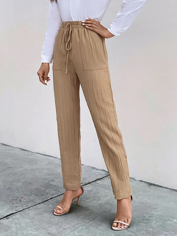 Womens Elastic Waist Pleated Pants SIZE S-XL