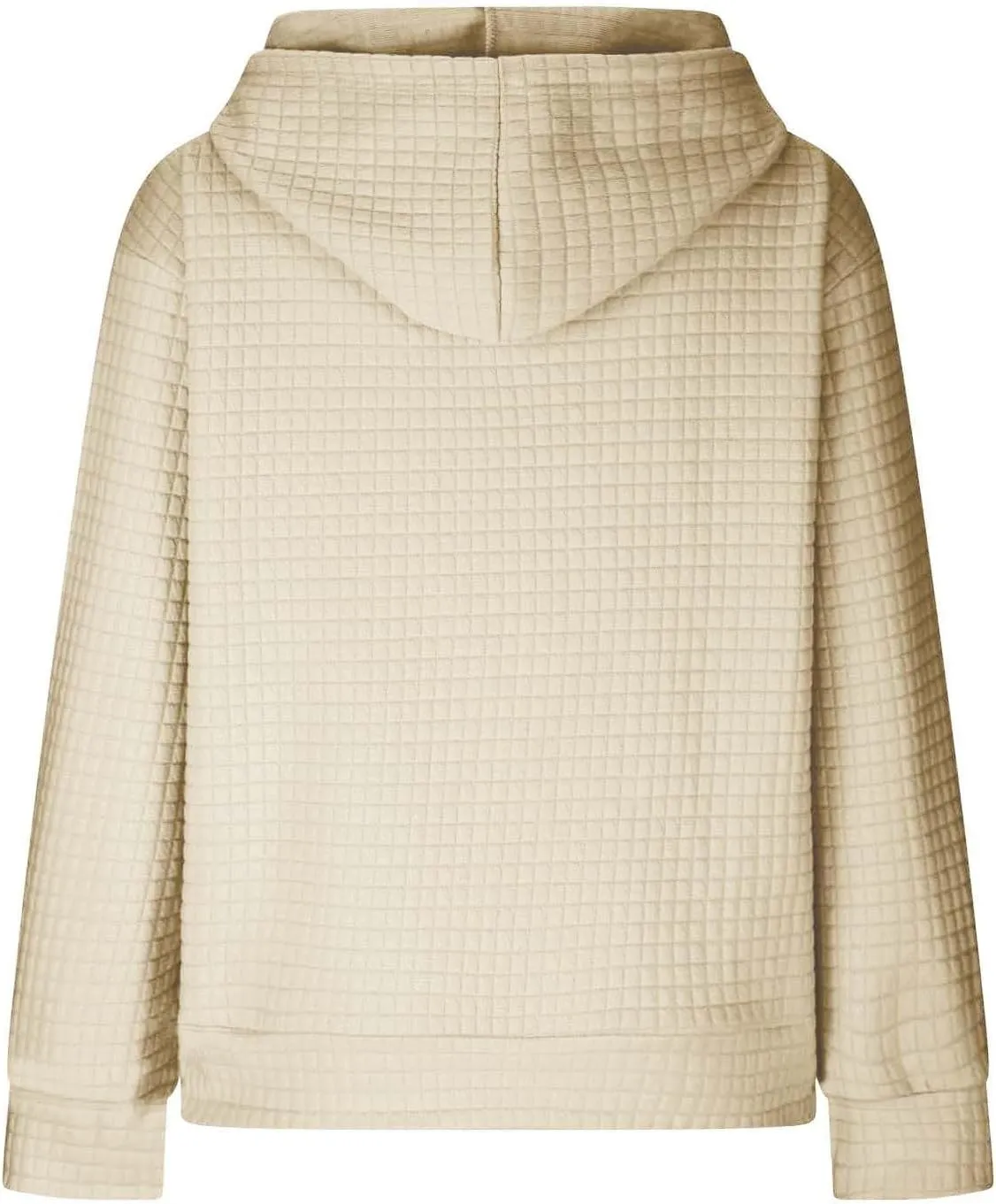 Womens Hoodies Casual Long Sleeve Drawstring Waffle Pullover Tops Loose Hooded Sweatshirt with Pocket