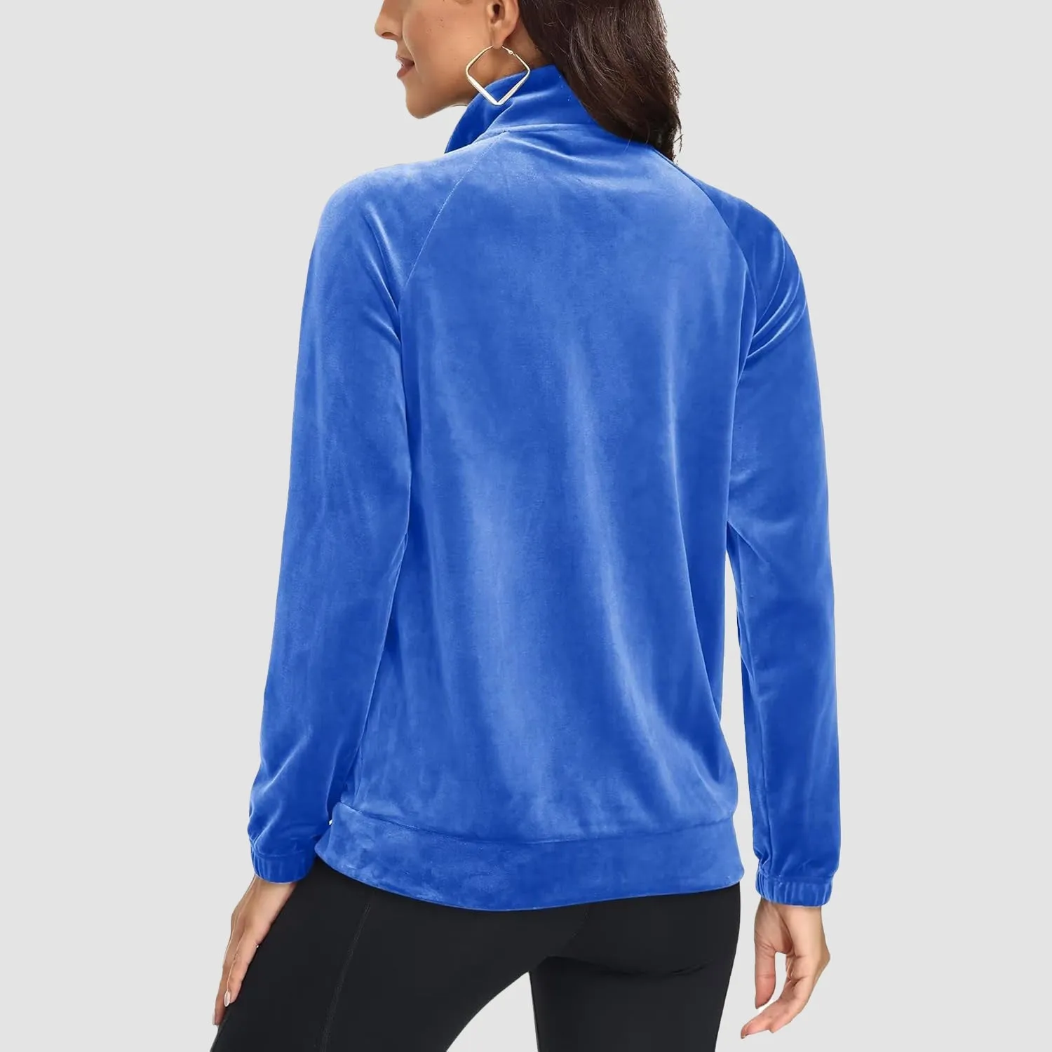 Women's Velour Jackets Full Zip Up Fleece Jacket With Zipper Pockets Soft Winter Jackets
