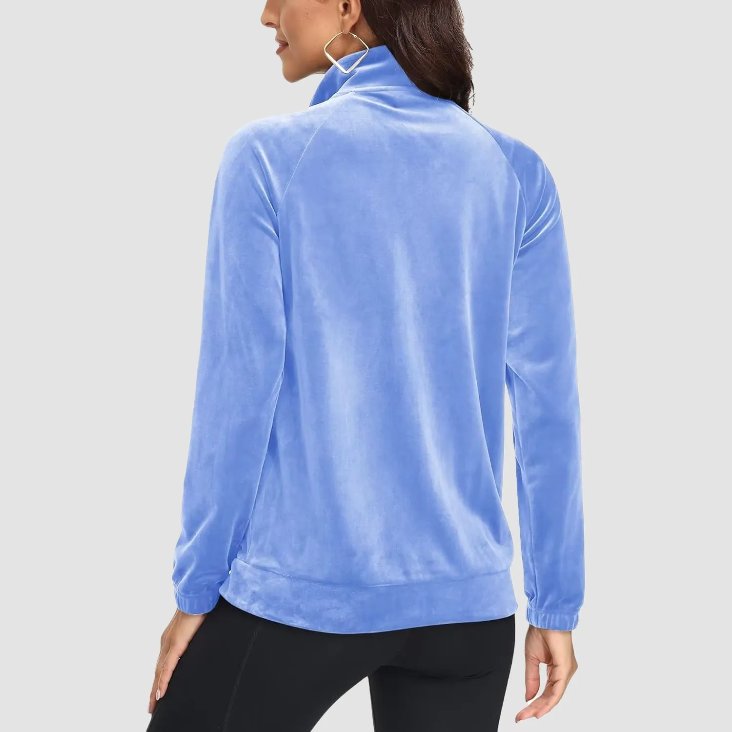 Women's Velour Jackets Full Zip Up Fleece Jacket With Zipper Pockets Soft Winter Jackets
