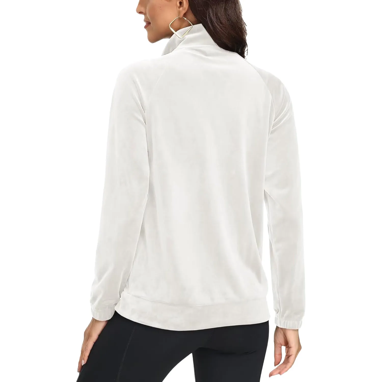 Women's Velour Jackets Full Zip Up Fleece Jacket With Zipper Pockets Soft Winter Jackets