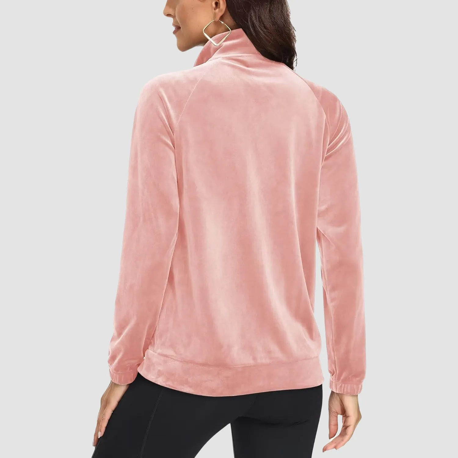 Women's Velour Jackets Full Zip Up Fleece Jacket With Zipper Pockets Soft Winter Jackets