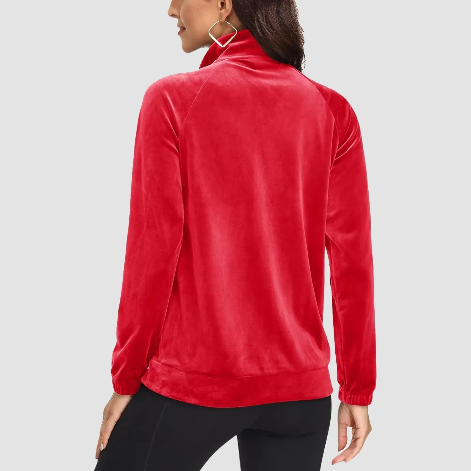 Women's Velour Jackets Full Zip Up Fleece Jacket With Zipper Pockets Soft Winter Jackets