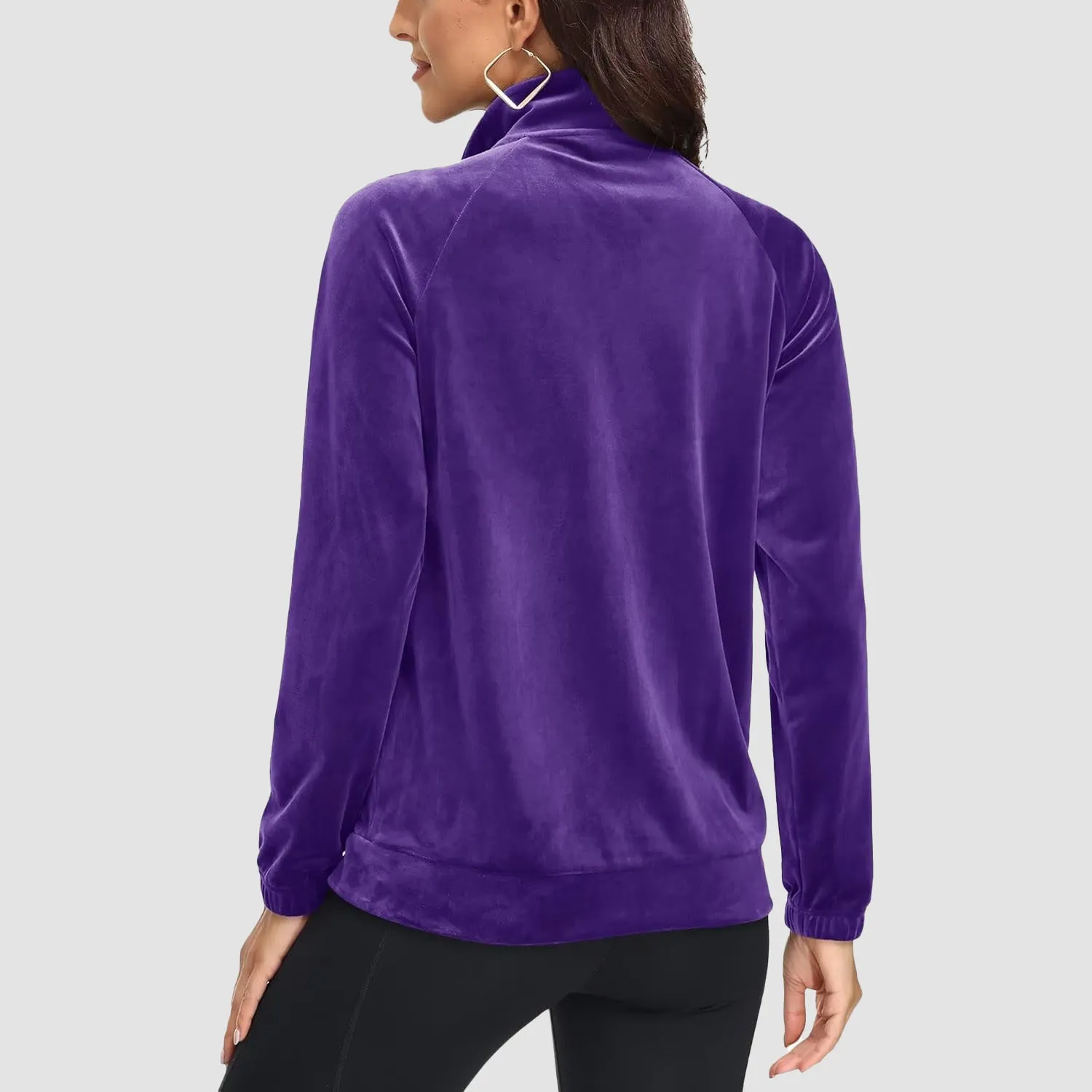 Women's Velour Jackets Full Zip Up Fleece Jacket With Zipper Pockets Soft Winter Jackets